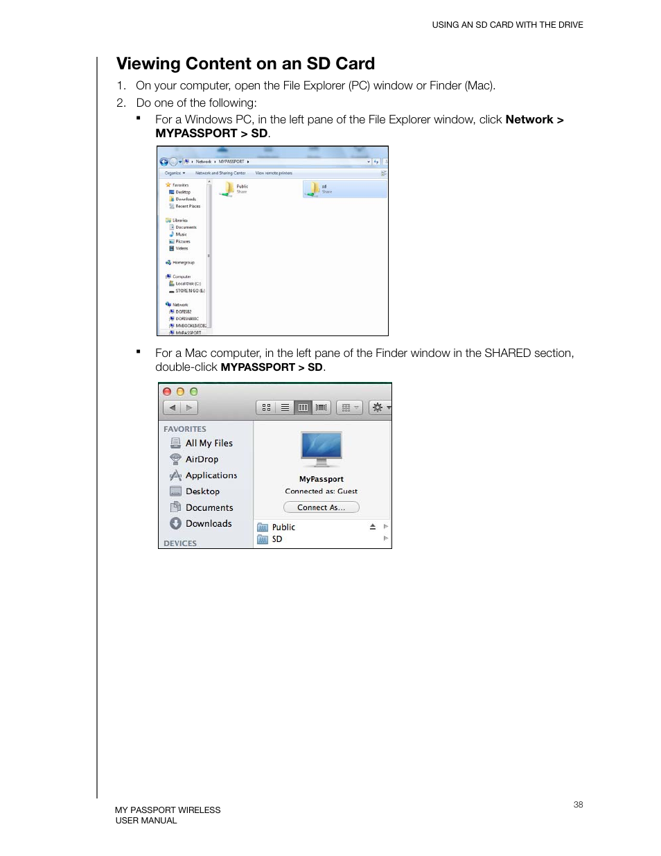 Viewing content on an sd card | Western Digital My Passport Wireless User Manual User Manual | Page 43 / 73