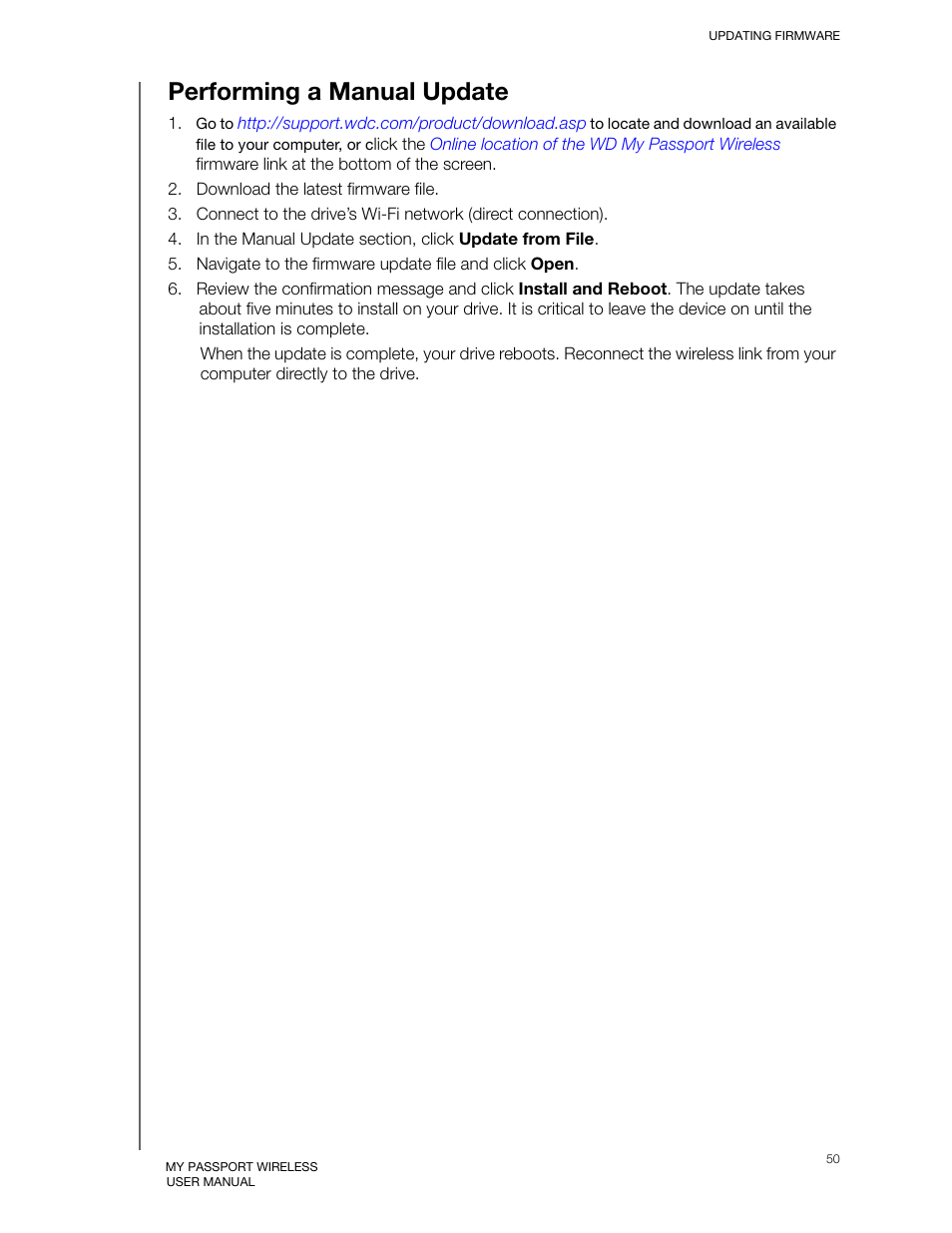 Performing a manual update | Western Digital My Passport Wireless User Manual User Manual | Page 55 / 73