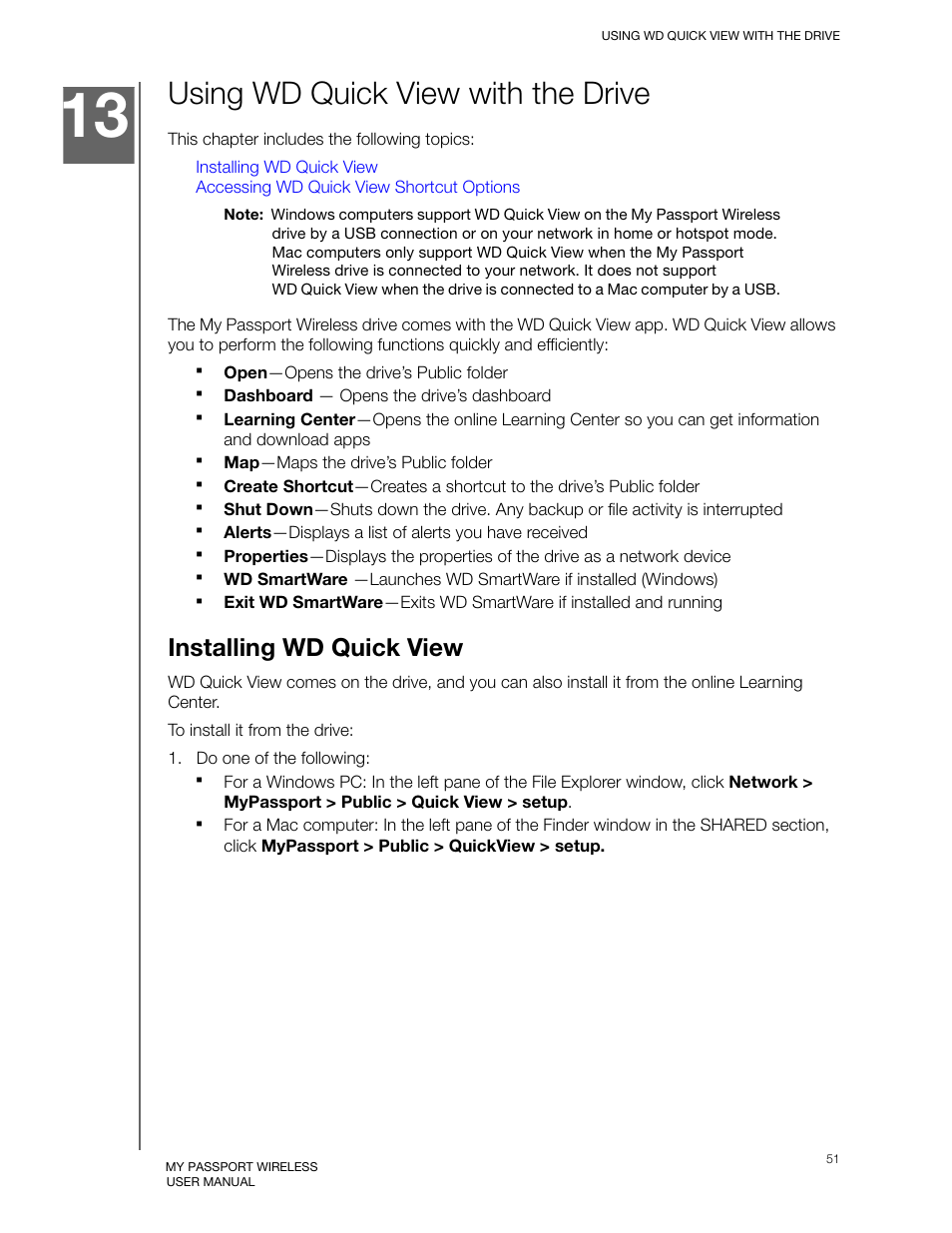 Using wd quick view with the drive, Installing wd quick view | Western Digital My Passport Wireless User Manual User Manual | Page 56 / 73