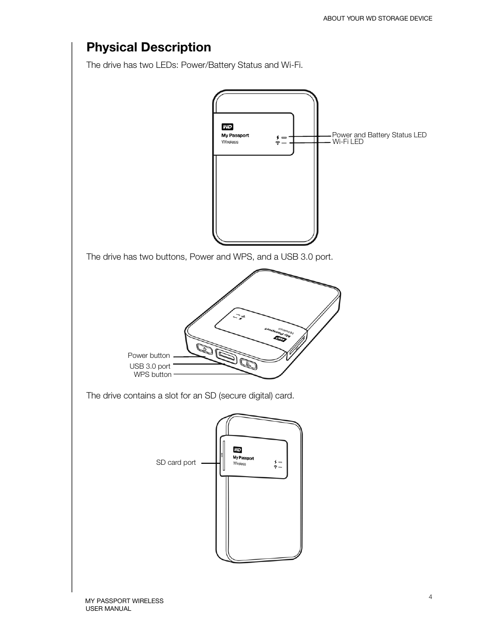 Physical description | Western Digital My Passport Wireless User Manual User Manual | Page 9 / 73