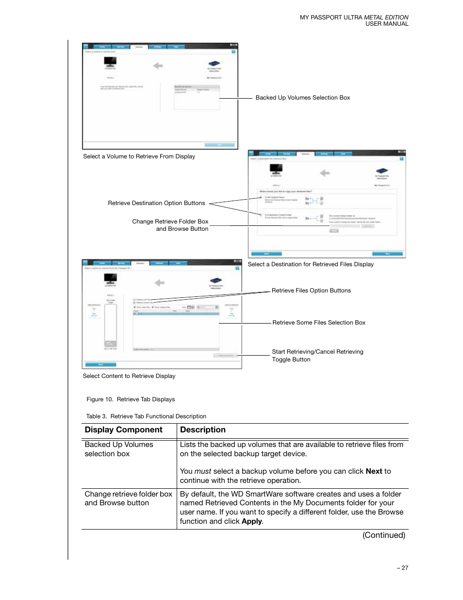 Display component description, Continued) | Western Digital My Passport Ultra Metal User Manual User Manual | Page 32 / 86