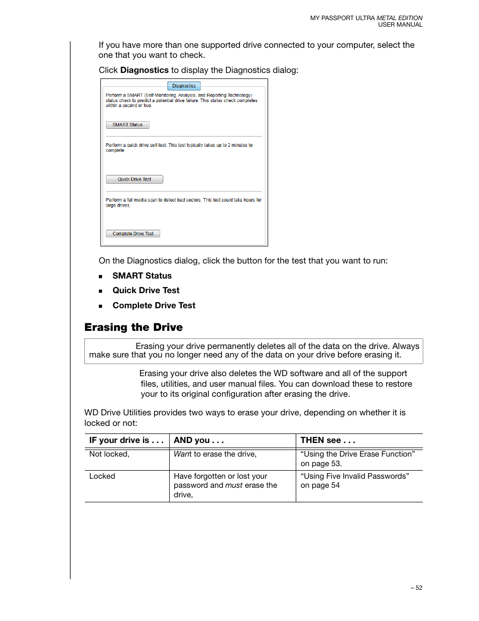 Erasing the drive | Western Digital My Passport Ultra Metal User Manual User Manual | Page 57 / 86