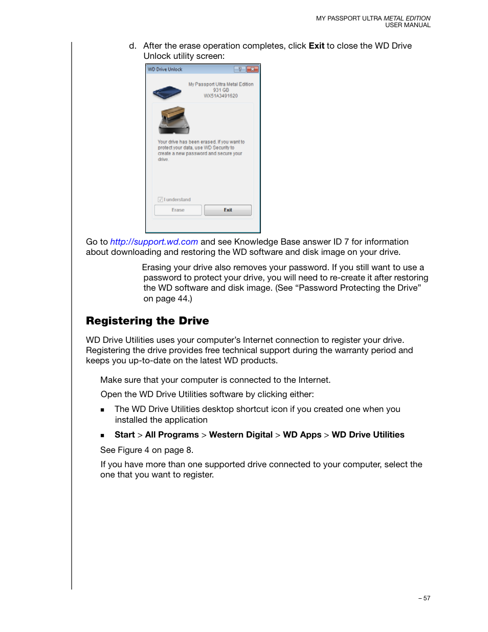 Registering the drive | Western Digital My Passport Ultra Metal User Manual User Manual | Page 62 / 86