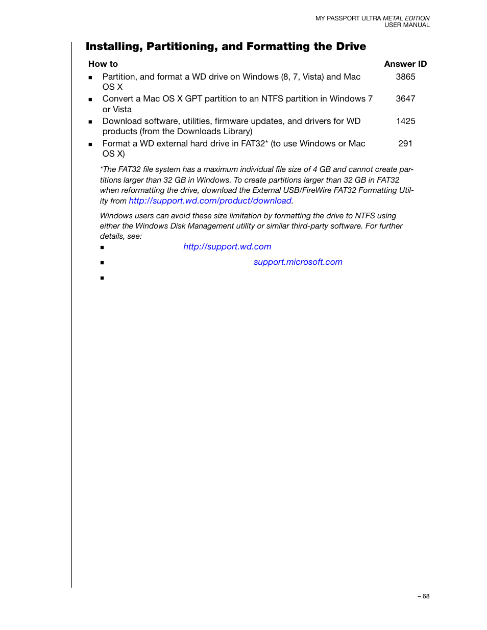 Installing, partitioning, and formatting the drive | Western Digital My Passport Ultra Metal User Manual User Manual | Page 73 / 86