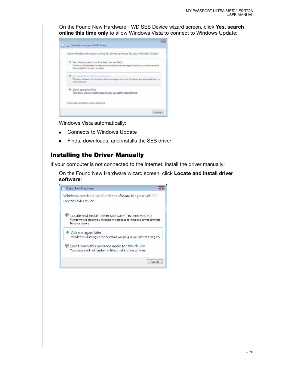 Installing the driver manually | Western Digital My Passport Ultra Metal User Manual User Manual | Page 75 / 86