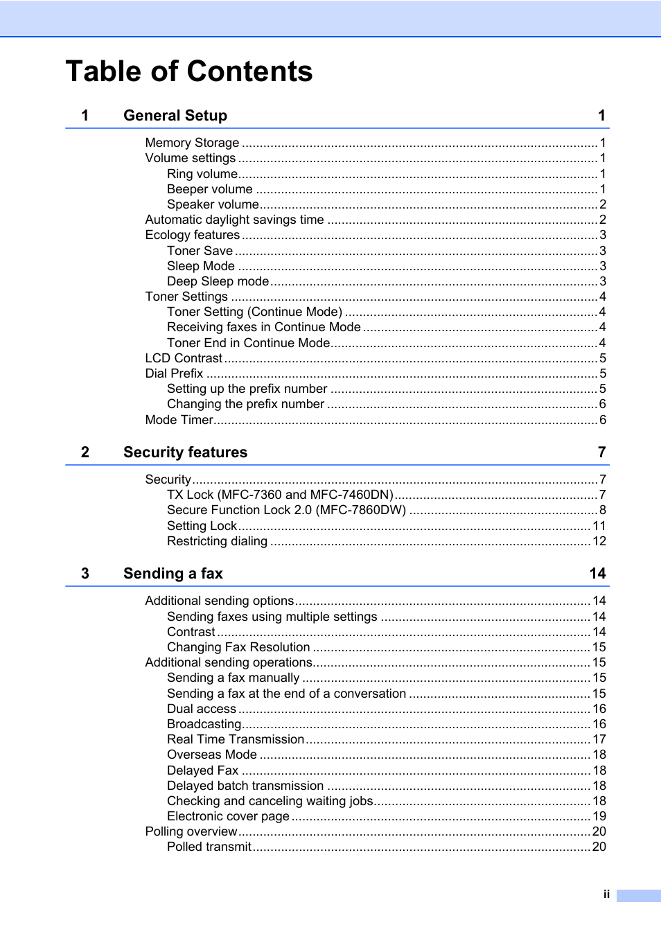 Brother ADVANCED MFC-7360 User Manual | Page 3 / 75