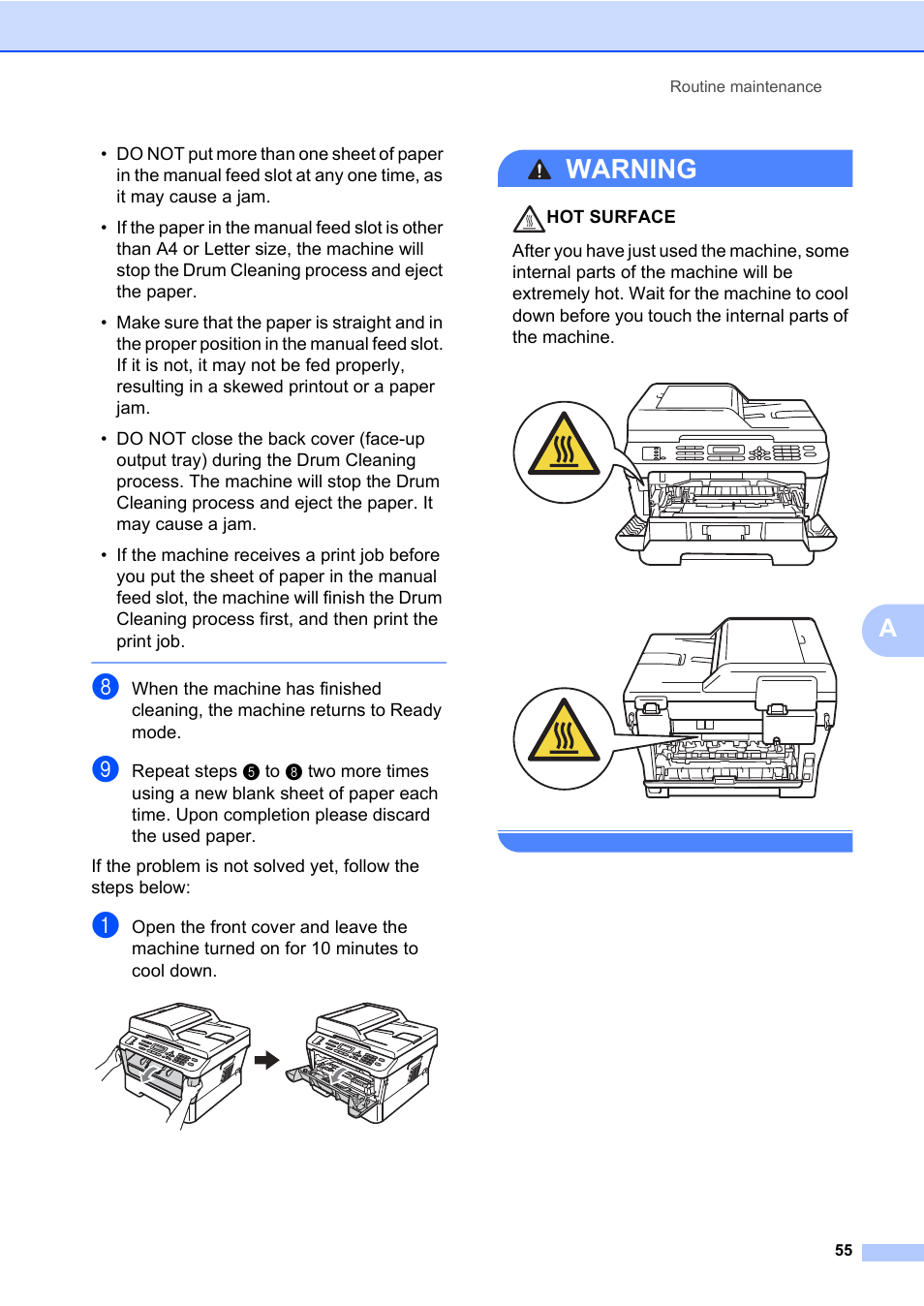 Warning | Brother ADVANCED MFC-7360 User Manual | Page 61 / 75