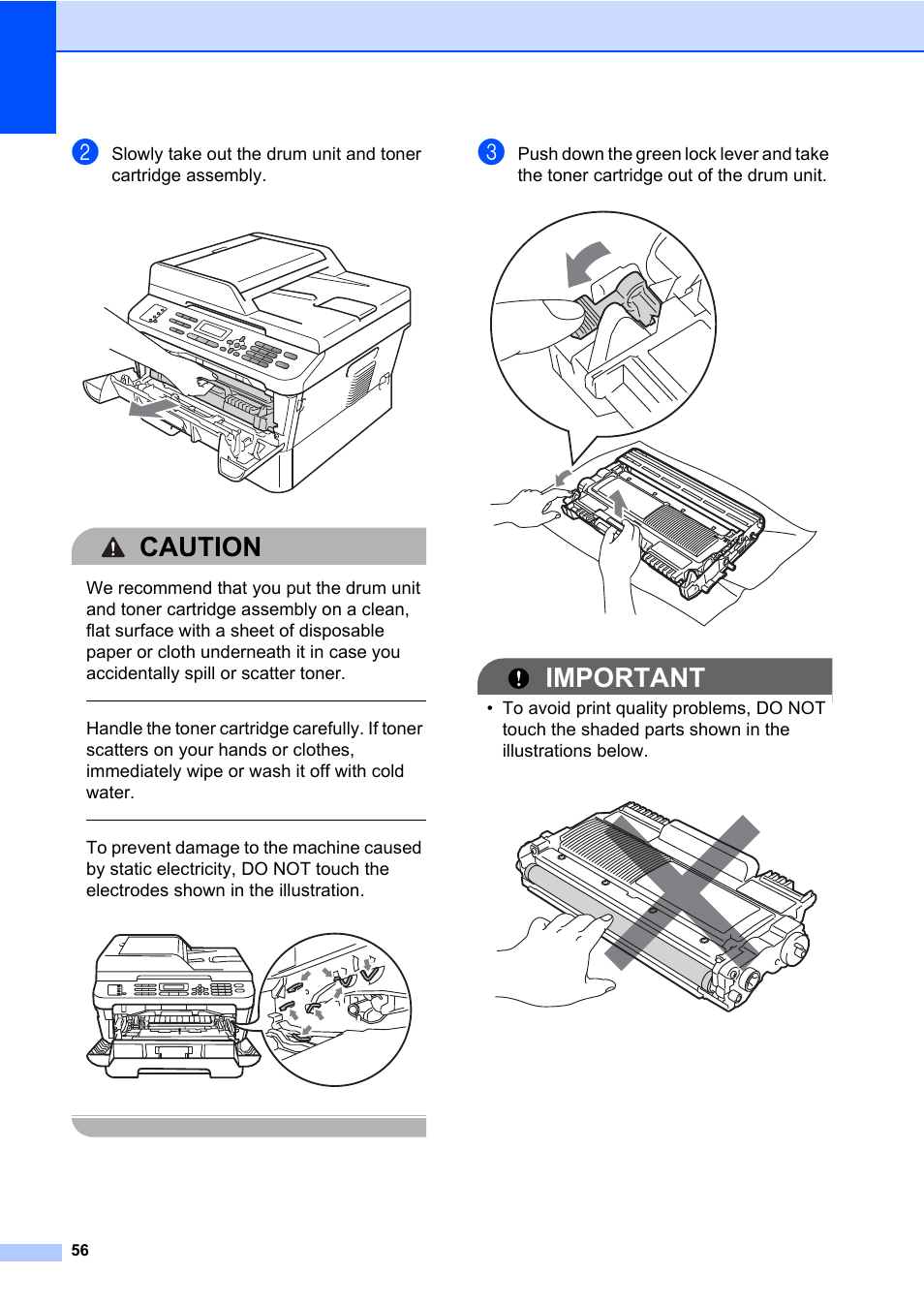 Caution, Important | Brother ADVANCED MFC-7360 User Manual | Page 62 / 75