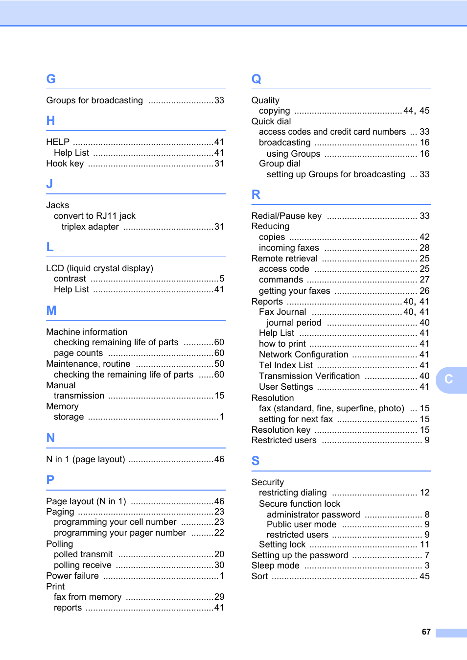 Brother ADVANCED MFC-7360 User Manual | Page 73 / 75