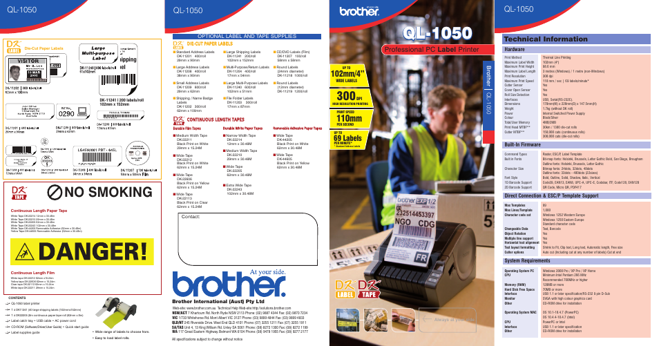 Brother QL-1050 User Manual | 2 pages