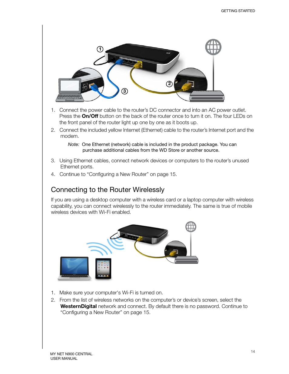 Connecting to the router wirelessly | Western Digital My Net N900 Central User Manual User Manual | Page 18 / 97