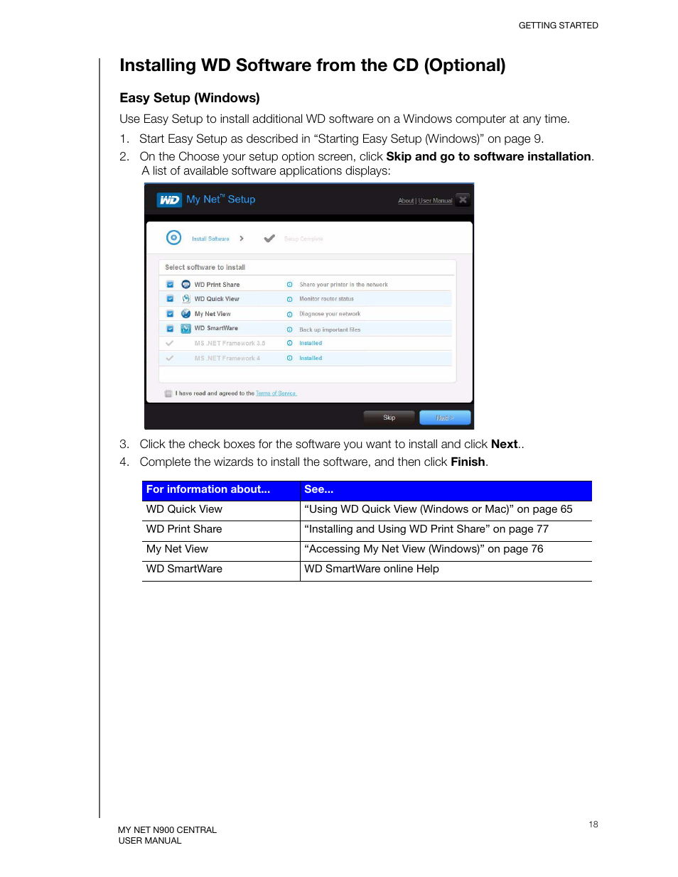 Installing wd software from the cd (optional) | Western Digital My Net N900 Central User Manual User Manual | Page 22 / 97