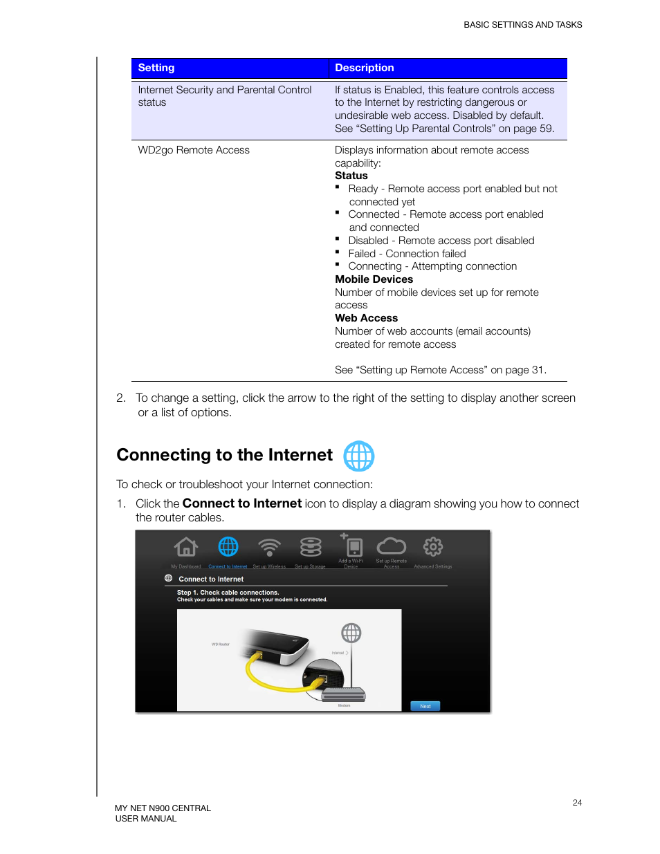 Connecting to the internet | Western Digital My Net N900 Central User Manual User Manual | Page 28 / 97
