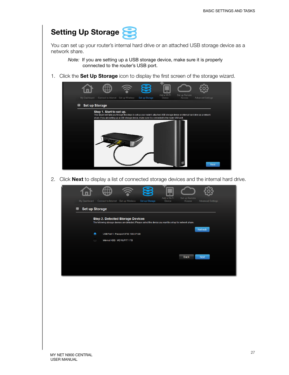 Setting up storage | Western Digital My Net N900 Central User Manual User Manual | Page 31 / 97