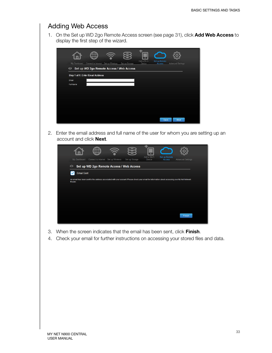 Adding web access | Western Digital My Net N900 Central User Manual User Manual | Page 37 / 97