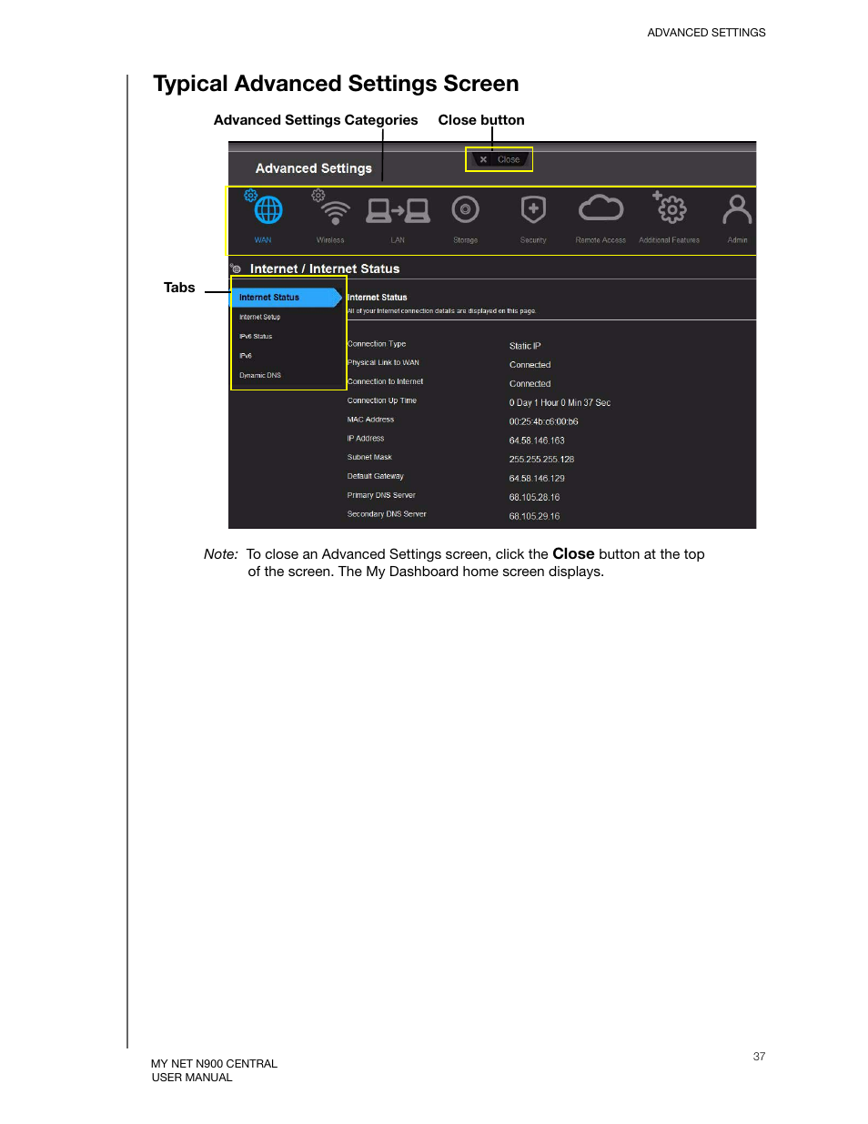 Typical advanced settings screen | Western Digital My Net N900 Central User Manual User Manual | Page 41 / 97