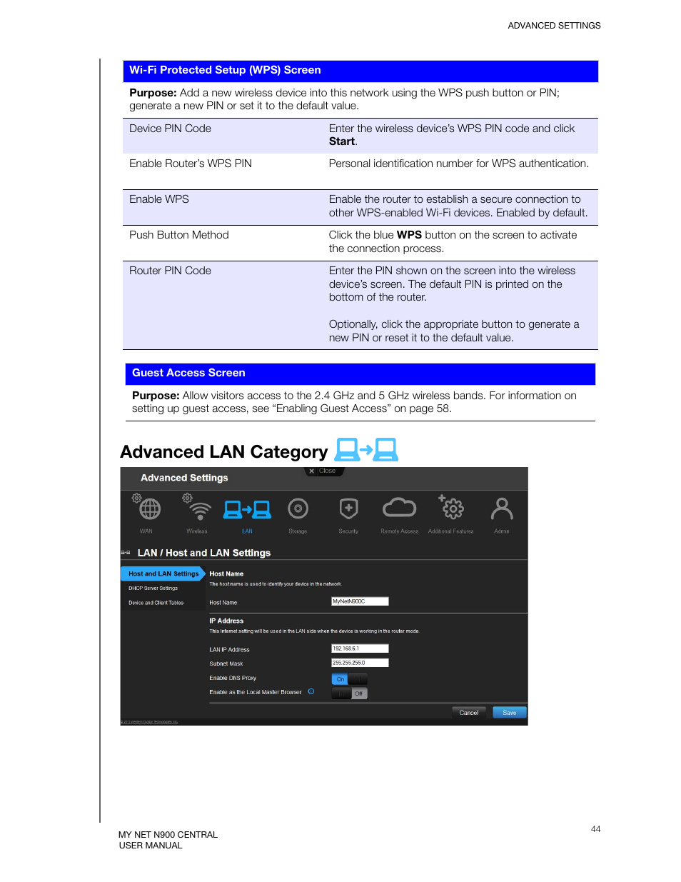 Advanced lan category | Western Digital My Net N900 Central User Manual User Manual | Page 48 / 97