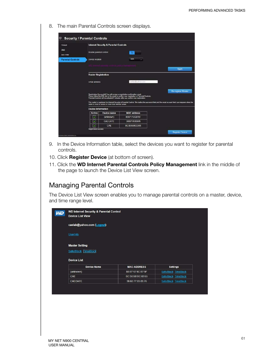 Managing parental controls | Western Digital My Net N900 Central User Manual User Manual | Page 65 / 97