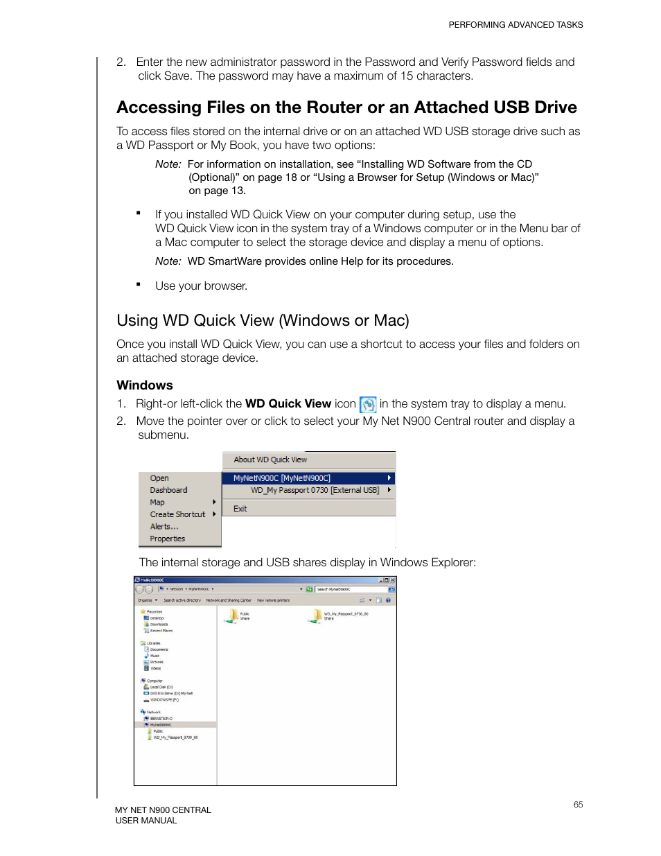 Using wd quick view (windows or mac) | Western Digital My Net N900 Central User Manual User Manual | Page 69 / 97