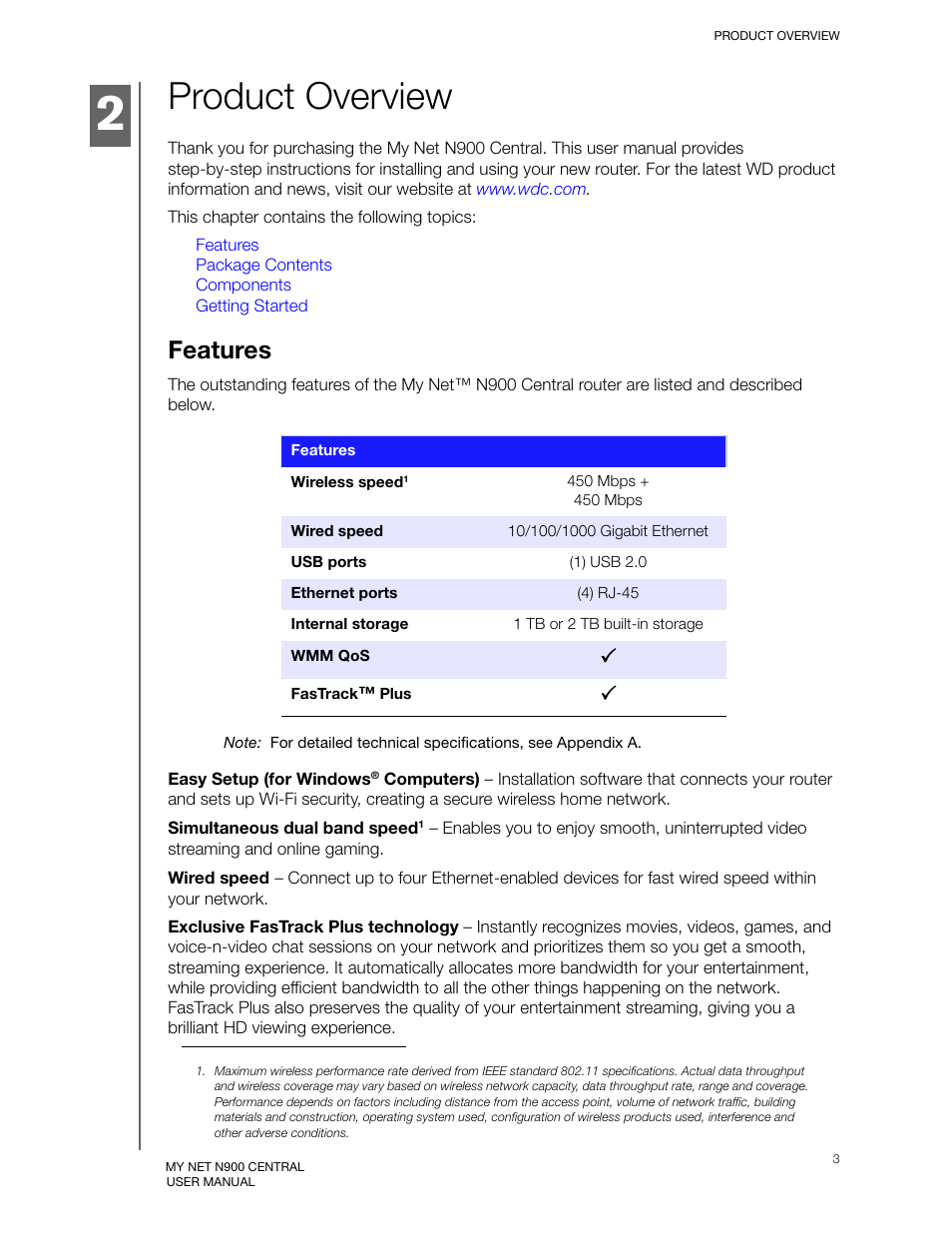 Product overview, Features | Western Digital My Net N900 Central User Manual User Manual | Page 7 / 97