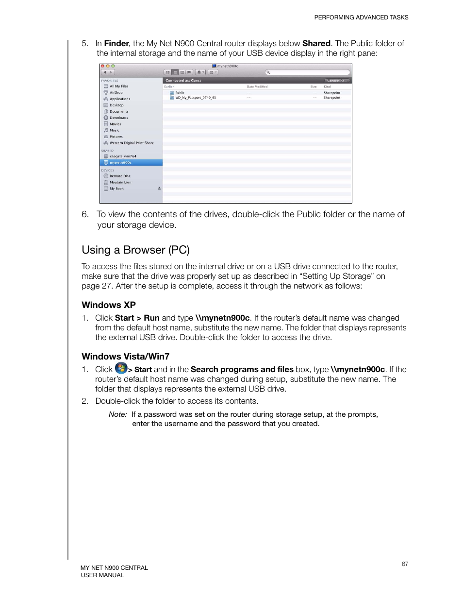 Using a browser (pc) | Western Digital My Net N900 Central User Manual User Manual | Page 71 / 97