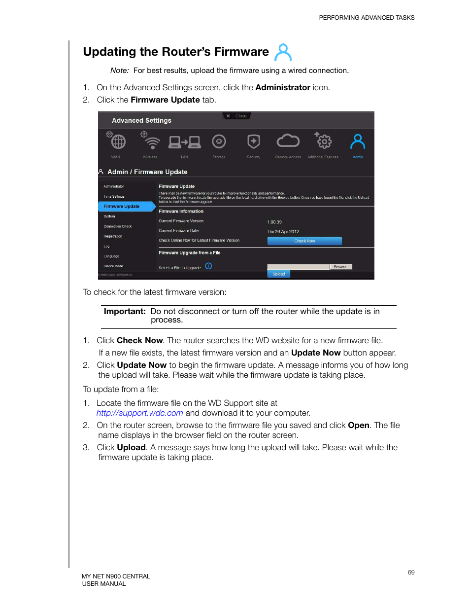 Updating the router’s firmware | Western Digital My Net N900 Central User Manual User Manual | Page 73 / 97