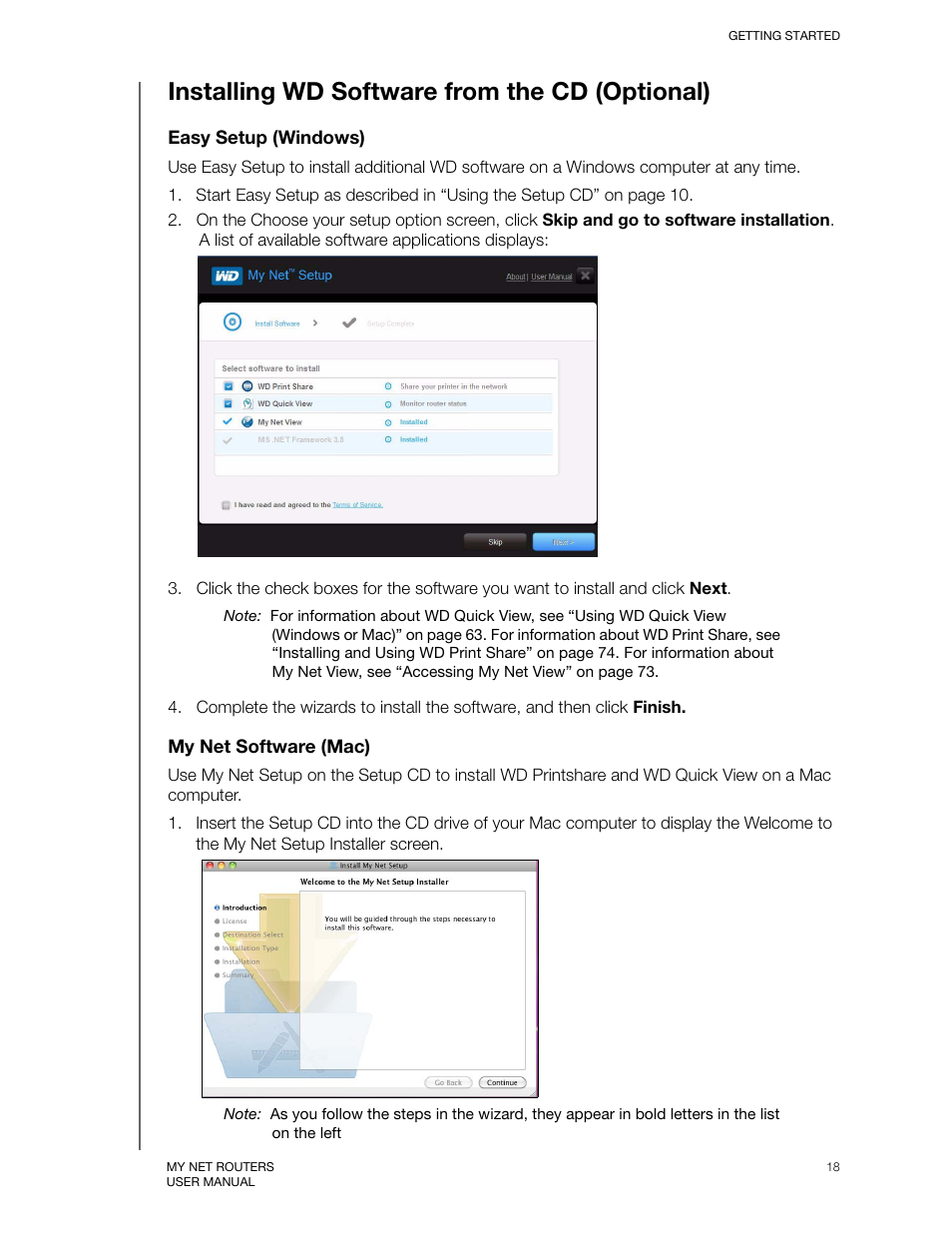 Installing wd software from the cd (optional), Installing | Western Digital My Net N750 User Manual User Manual | Page 22 / 93