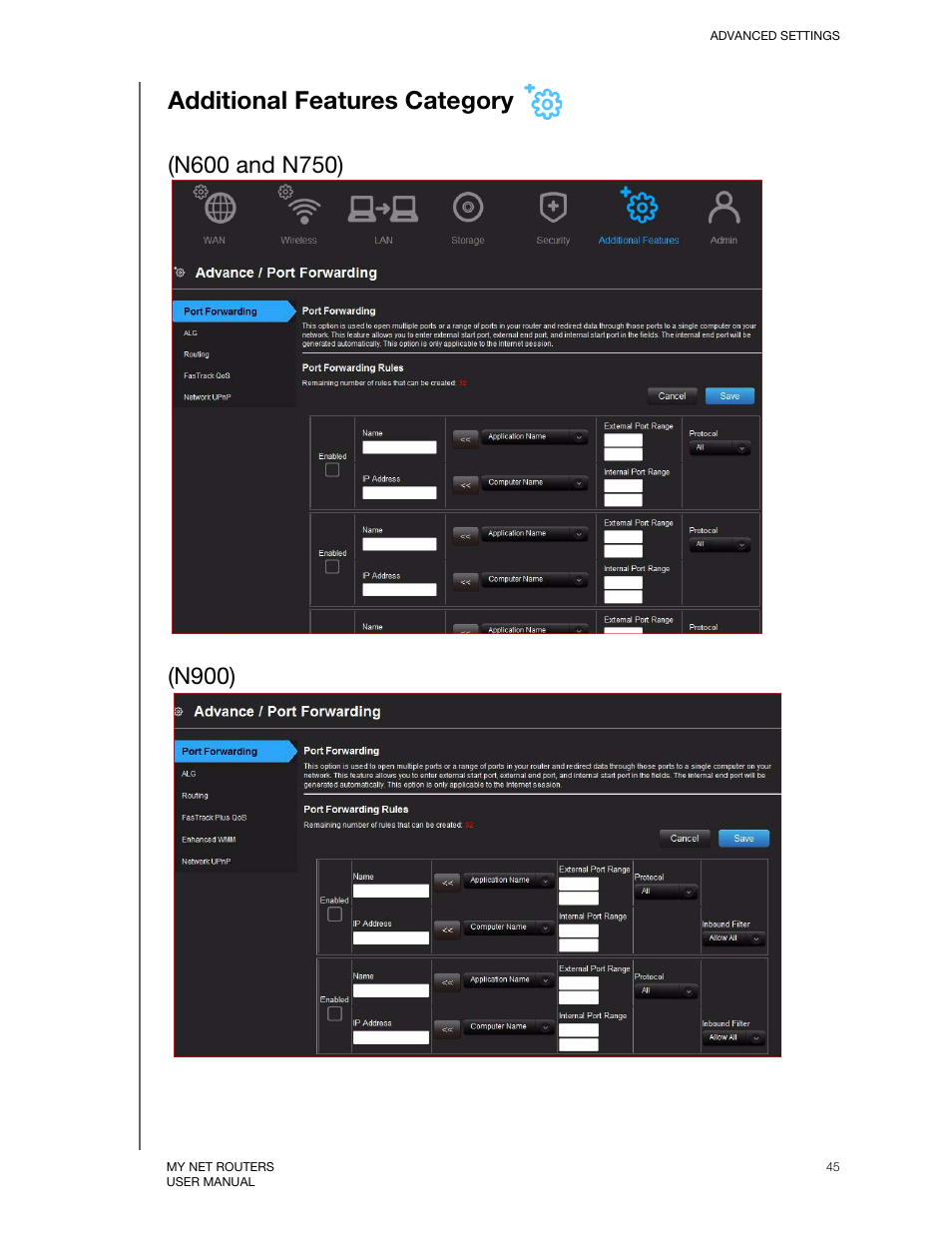 Additional features category, N600 and n750), N900) | Western Digital My Net N750 User Manual User Manual | Page 49 / 93