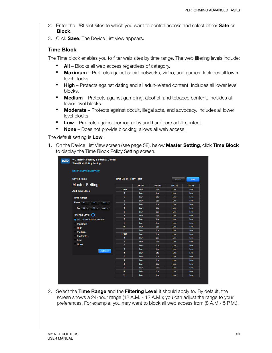 Time block | Western Digital My Net N750 User Manual User Manual | Page 64 / 93