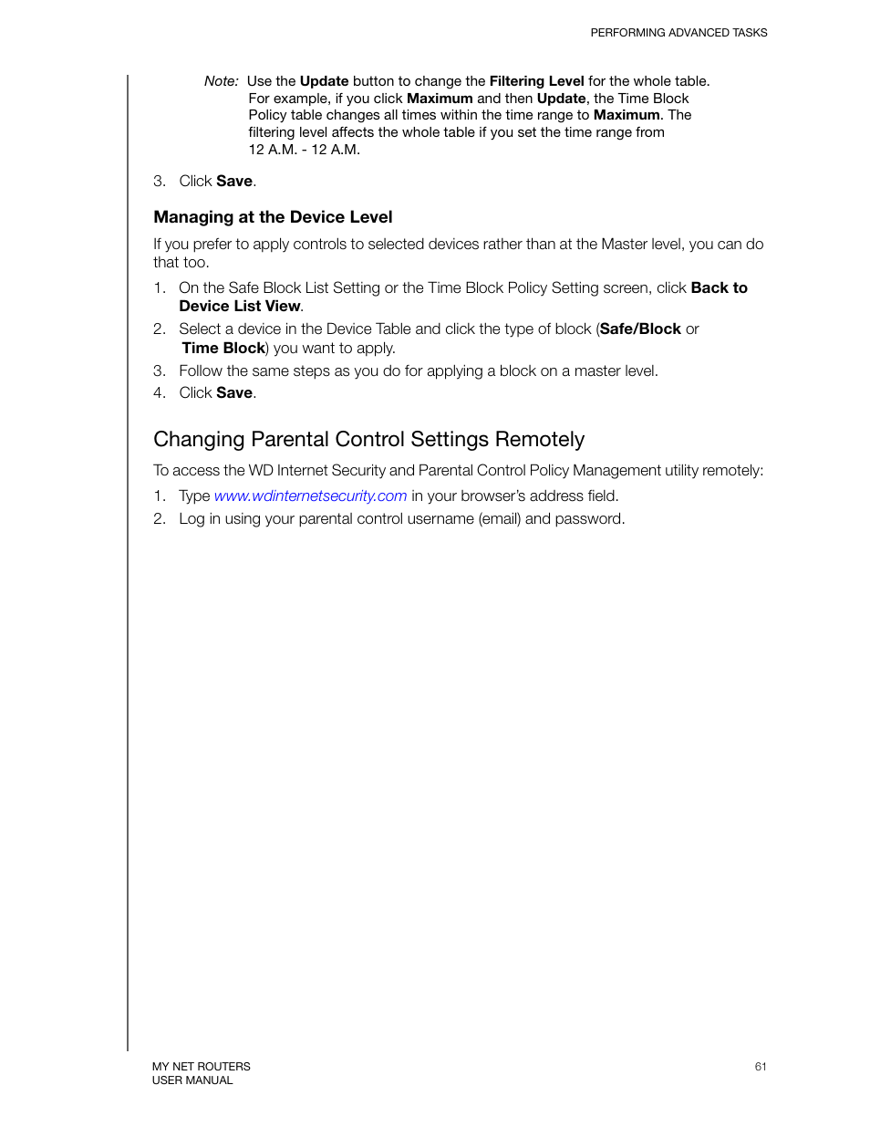 Changing parental control settings remotely | Western Digital My Net N750 User Manual User Manual | Page 65 / 93