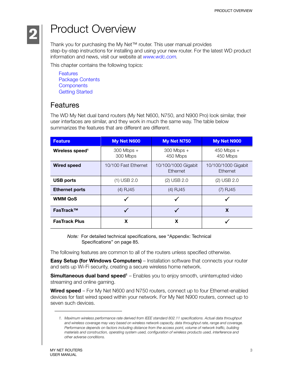 Product overview, Features | Western Digital My Net N750 User Manual User Manual | Page 7 / 93