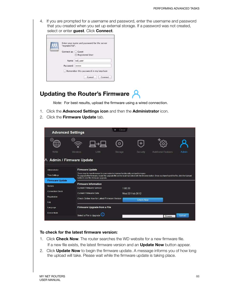 Updating the router’s firmware, E “updating the router’s | Western Digital My Net N750 User Manual User Manual | Page 70 / 93