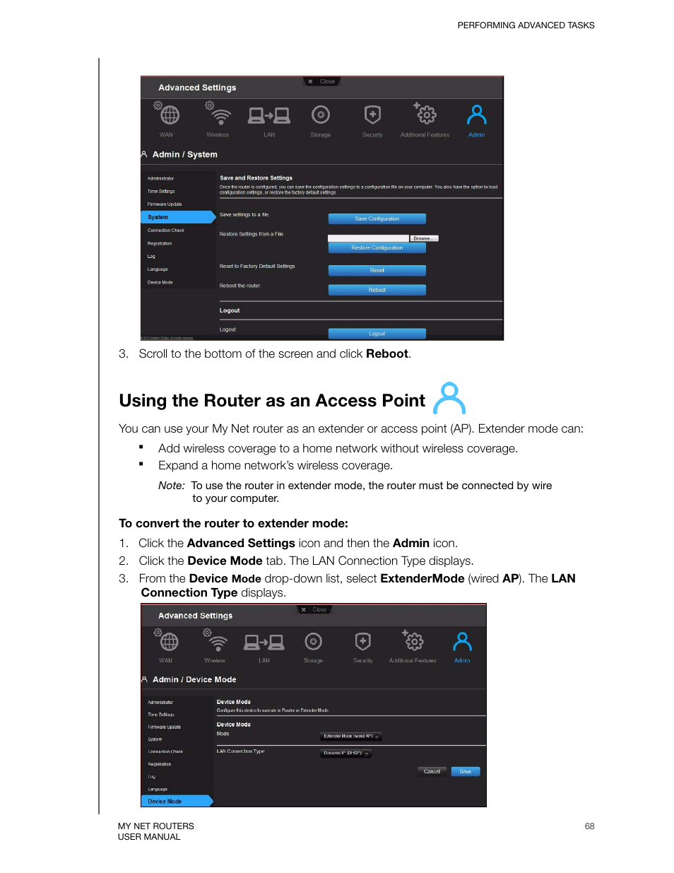 Using the router as an access point | Western Digital My Net N750 User Manual User Manual | Page 72 / 93