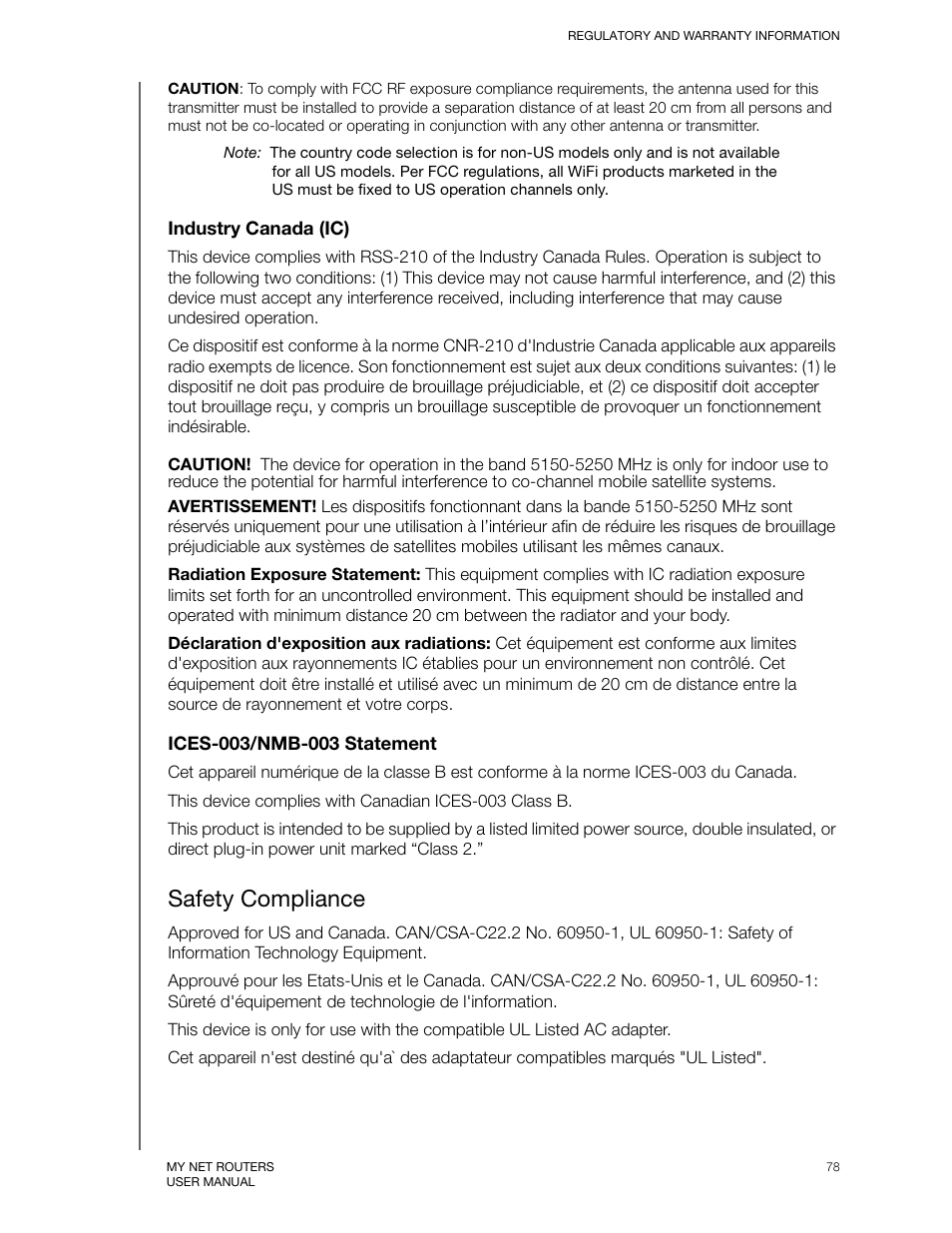 Safety compliance | Western Digital My Net N750 User Manual User Manual | Page 82 / 93