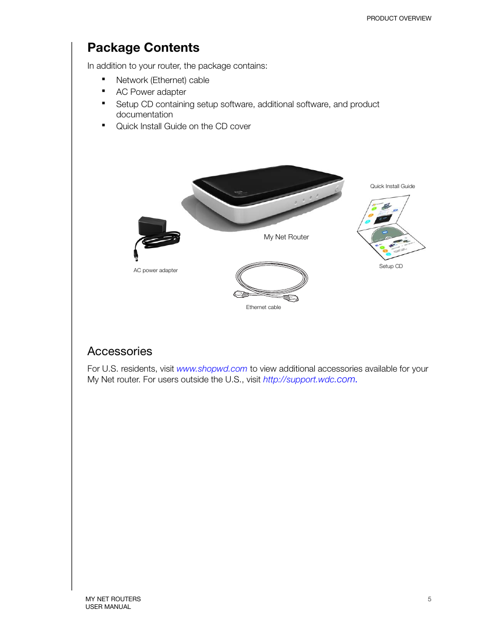 Package contents, Accessories | Western Digital My Net N750 User Manual User Manual | Page 9 / 93