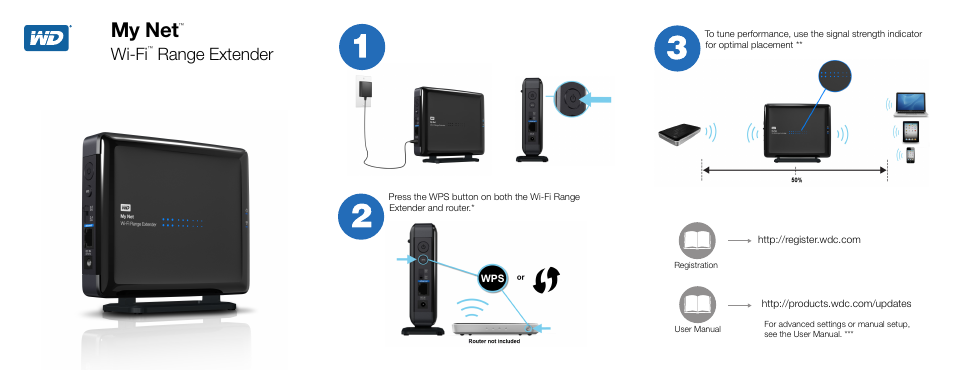 My net, Wi-fi, Range extender | Western Digital My Net Wi-fi Range Extender Quick Install Guide User Manual | Page 2 / 9