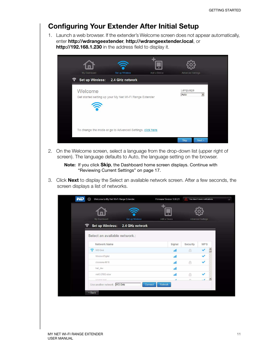 Configuring your extender after initial setup | Western Digital My Net Wi-fi Range Extender User Manual User Manual | Page 14 / 47