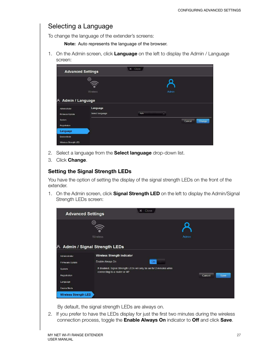 Selecting a language | Western Digital My Net Wi-fi Range Extender User Manual User Manual | Page 30 / 47