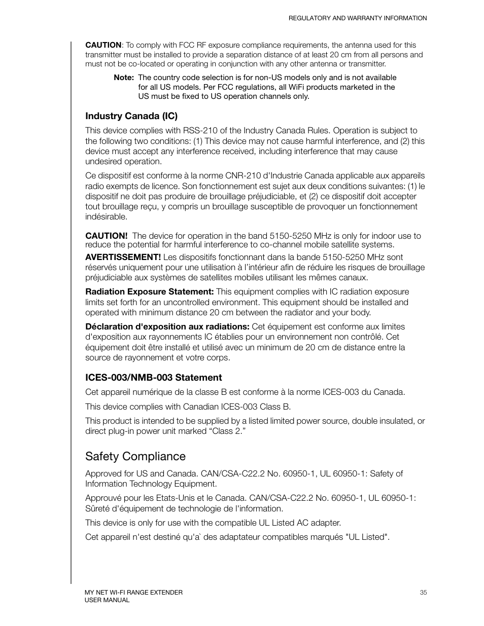 Safety compliance | Western Digital My Net Wi-fi Range Extender User Manual User Manual | Page 38 / 47