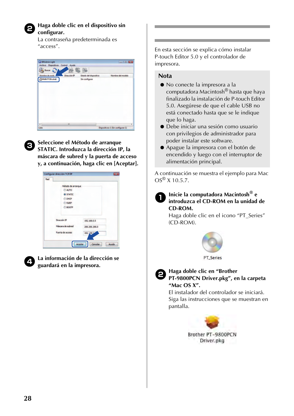 Si se utiliza mac os, P.28) | Brother P-TOUCH PT-97OOPC User Manual | Page 85 / 118