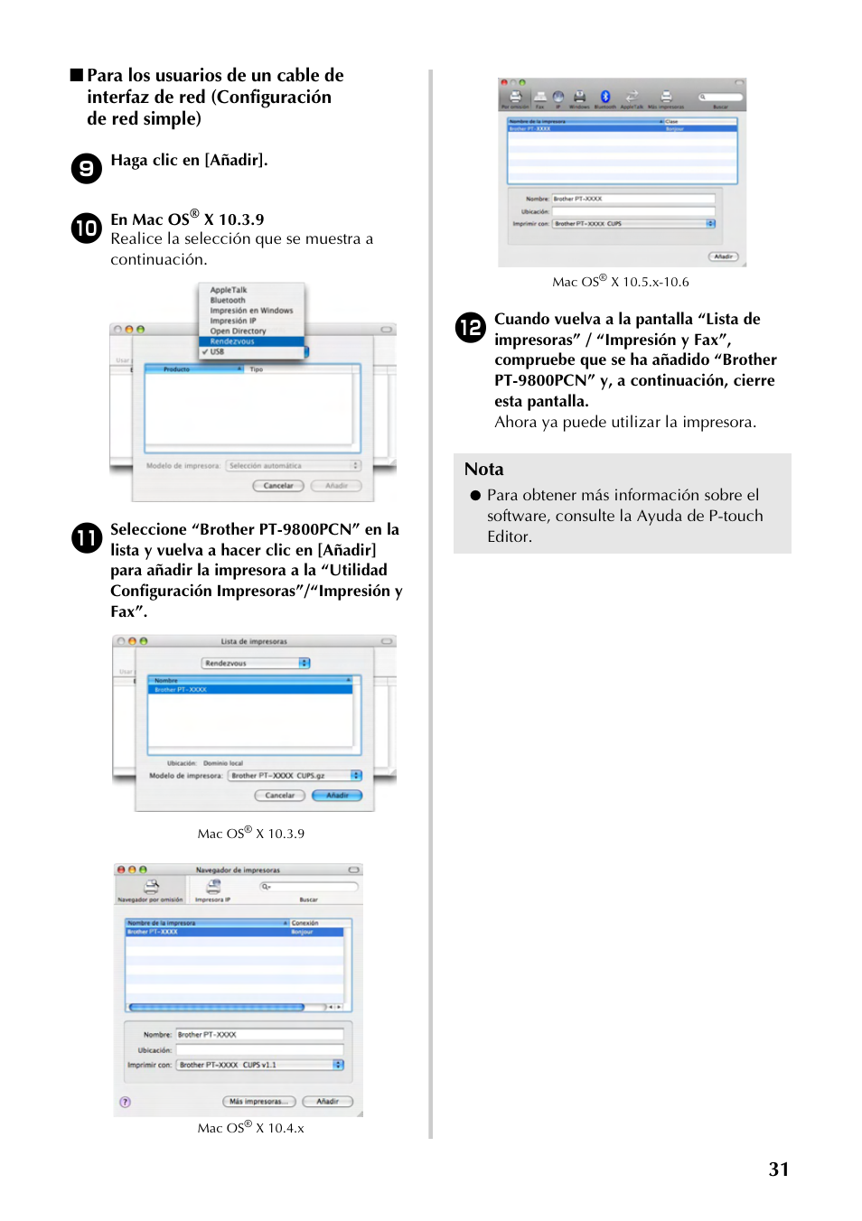 P.31), Nota | Brother P-TOUCH PT-97OOPC User Manual | Page 88 / 118