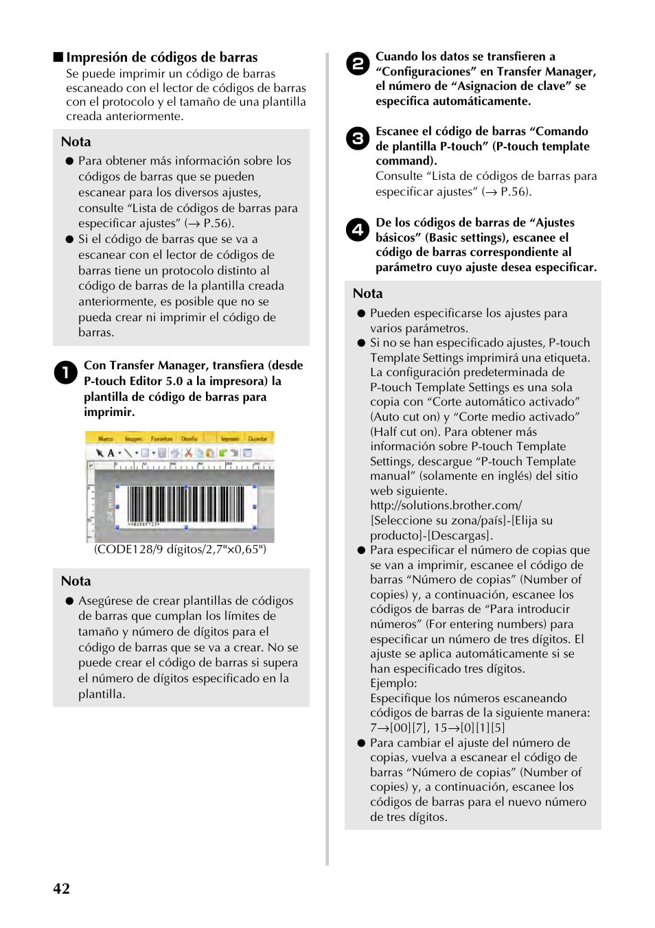 Gos de barras, P.42) | Brother P-TOUCH PT-97OOPC User Manual | Page 99 / 118