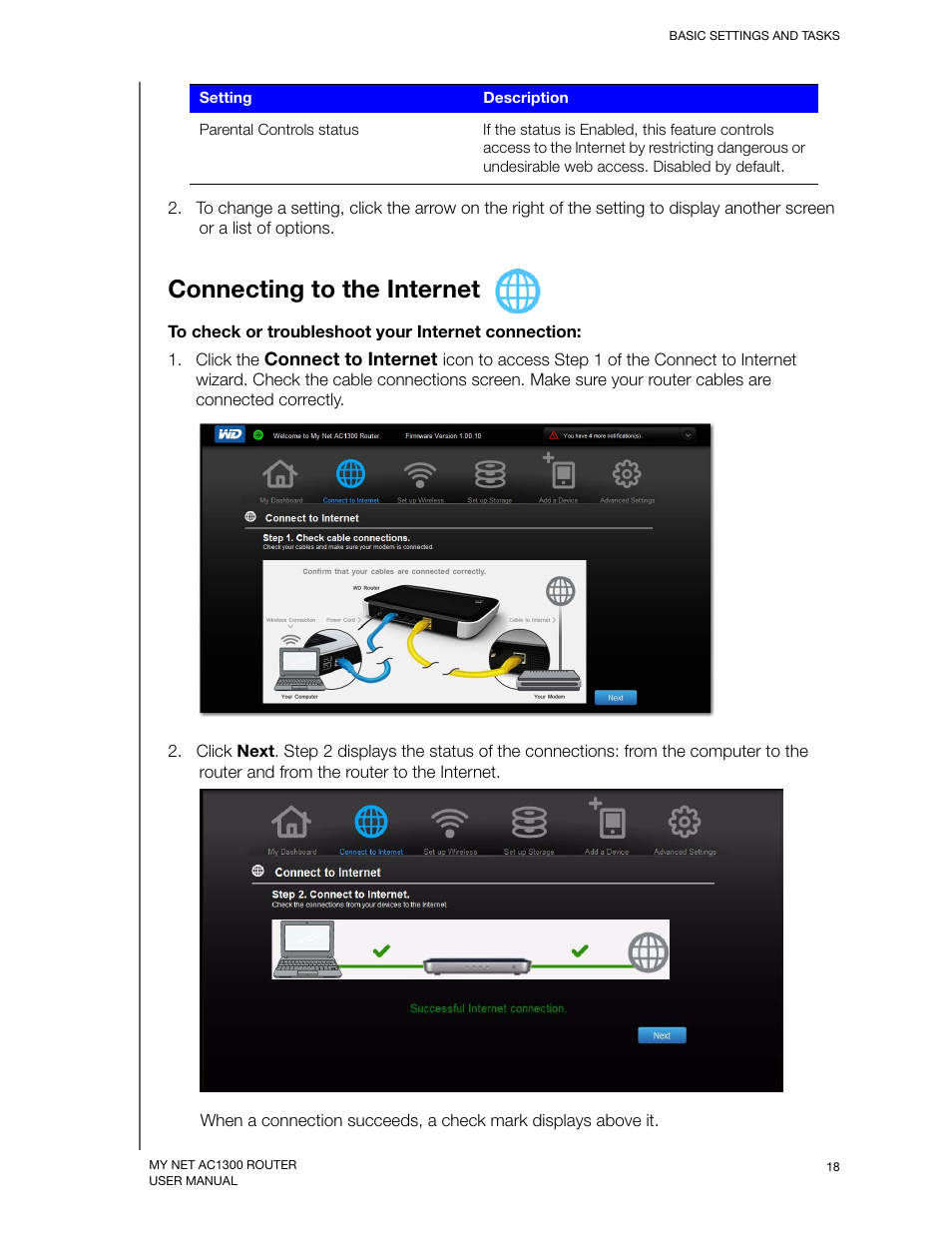 Connecting to the internet | Western Digital My Net AC1300 Router User Manual User Manual | Page 22 / 77