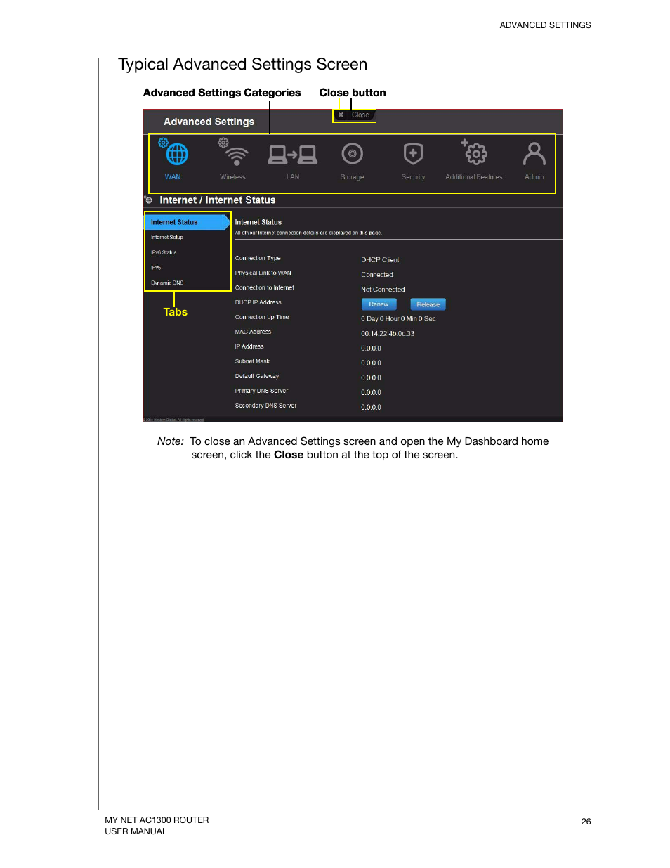 Typical advanced settings screen | Western Digital My Net AC1300 Router User Manual User Manual | Page 30 / 77