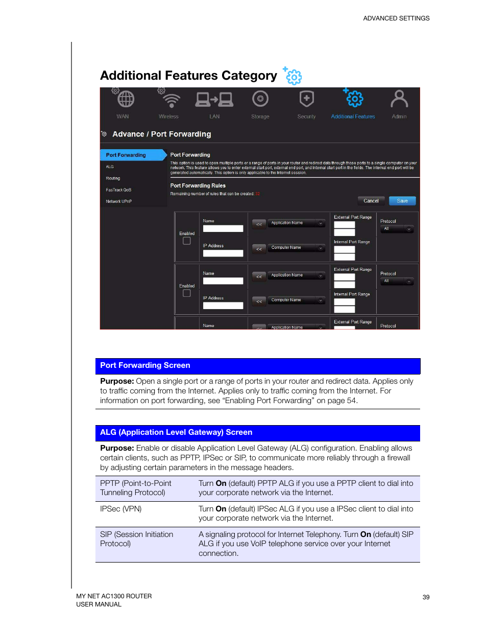 Additional features category | Western Digital My Net AC1300 Router User Manual User Manual | Page 43 / 77