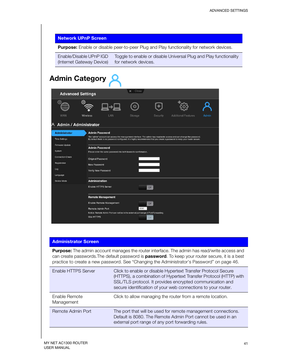 Admin category | Western Digital My Net AC1300 Router User Manual User Manual | Page 45 / 77