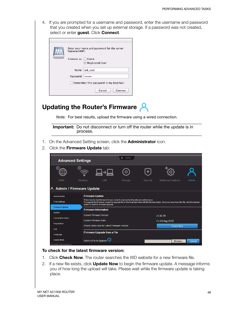 Updating the router’s firmware | Western Digital My Net AC1300 Router User Manual User Manual | Page 52 / 77