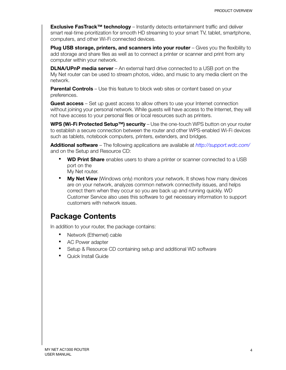 Package contents | Western Digital My Net AC1300 Router User Manual User Manual | Page 8 / 77