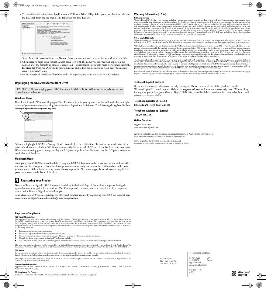 Western Digital WD Series II USB External Drive Quick Install Guide User Manual | Page 2 / 2