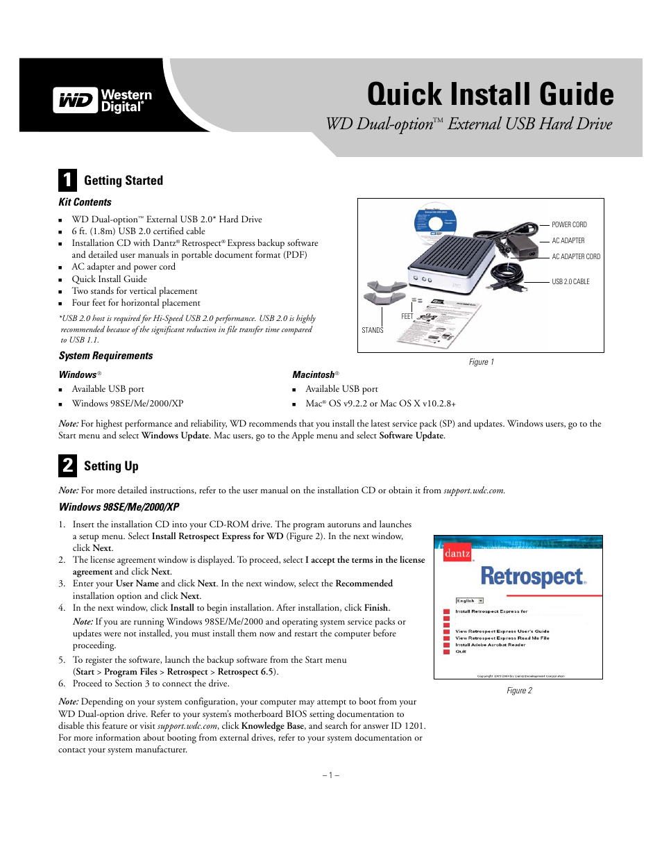 Western Digital WD Dual-Option USB External Drive Quick Install Guide User Manual | 4 pages